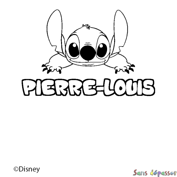 Coloriage pr&eacute;nom PIERRE-LOUIS - d&eacute;cor Stitch