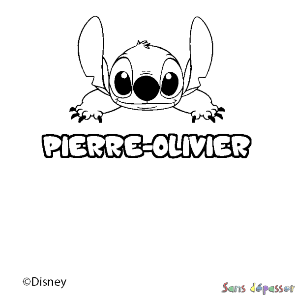 Coloriage pr&eacute;nom PIERRE-OLIVIER - d&eacute;cor Stitch