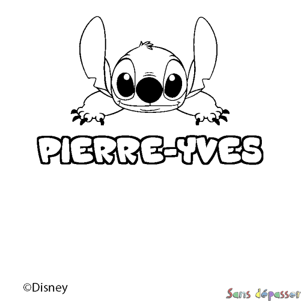 Coloriage pr&eacute;nom PIERRE-YVES - d&eacute;cor Stitch