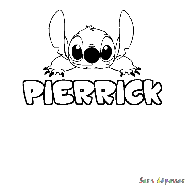 Coloriage prénom PIERRICK - d&eacute;cor Stitch