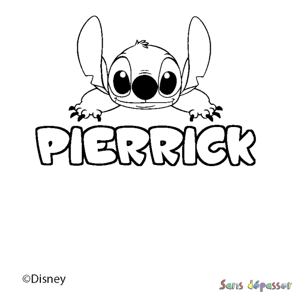 Coloriage pr&eacute;nom PIERRICK - d&eacute;cor Stitch