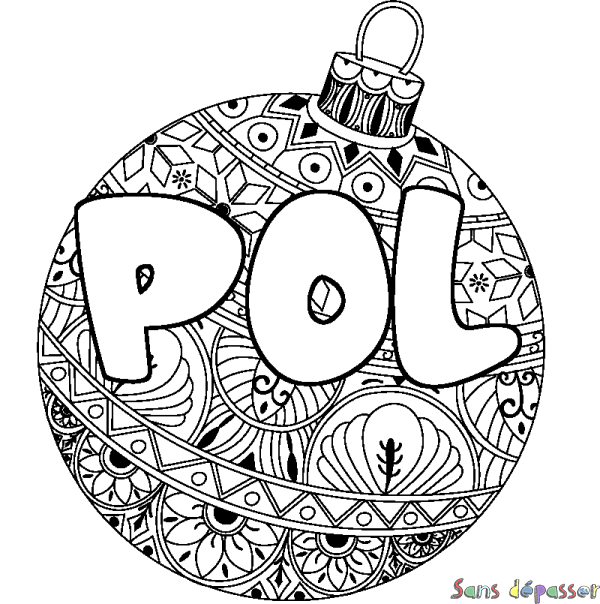 Coloriage pr&eacute;nom POL - d&eacute;cor Boule de No&euml;l
