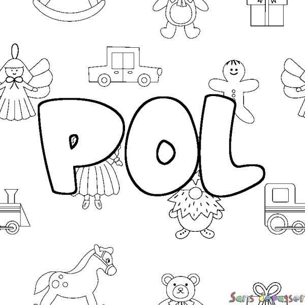 Coloriage pr&eacute;nom POL - d&eacute;cor Jouets