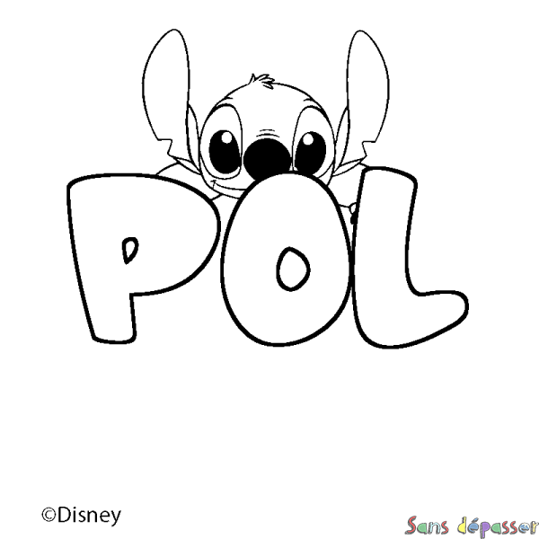 Coloriage pr&eacute;nom POL - d&eacute;cor Stitch