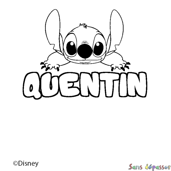 Coloriage pr&eacute;nom QUENTIN - d&eacute;cor Stitch