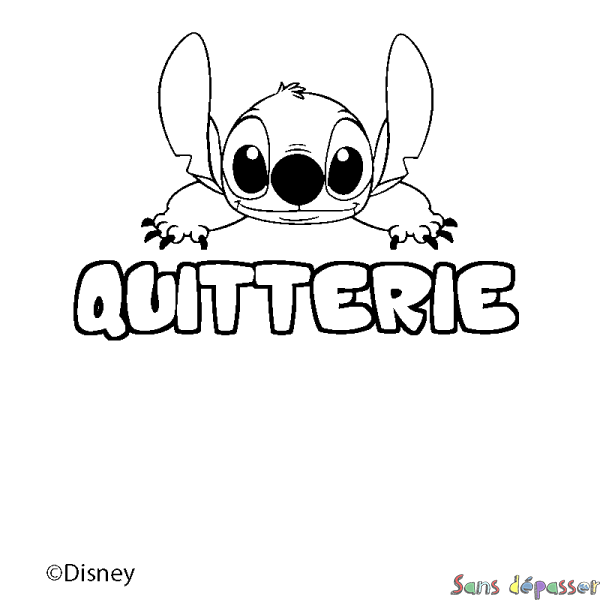 Coloriage pr&eacute;nom QUITTERIE - d&eacute;cor Stitch