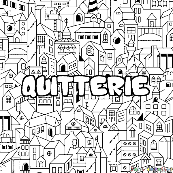 Coloriage pr&eacute;nom QUITTERIE - d&eacute;cor Ville