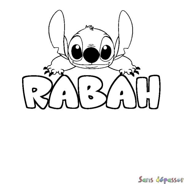 Coloriage prénom RABAH - d&eacute;cor Stitch