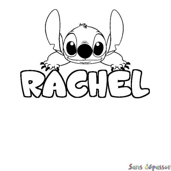 Coloriage prénom RACHEL - d&eacute;cor Stitch