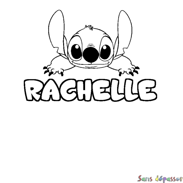 Coloriage prénom RACHELLE - d&eacute;cor Stitch