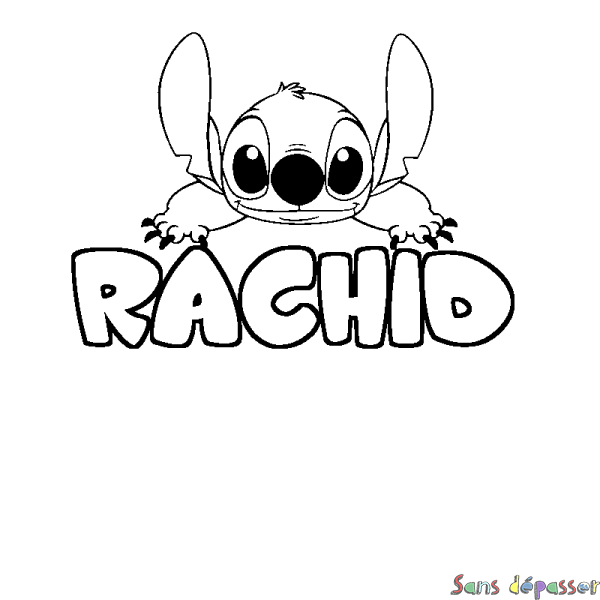 Coloriage prénom RACHID - d&eacute;cor Stitch