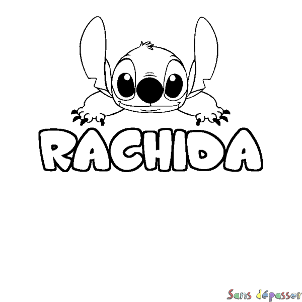 Coloriage prénom RACHIDA - d&eacute;cor Stitch