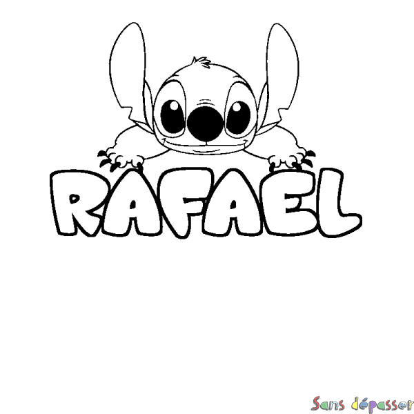 Coloriage prénom RAFAEL - d&eacute;cor Stitch