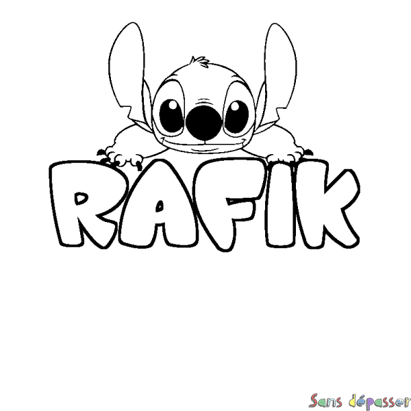 Coloriage prénom RAFIK - d&eacute;cor Stitch