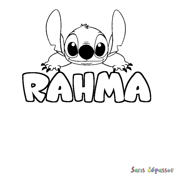 Coloriage prénom RAHMA - d&eacute;cor Stitch