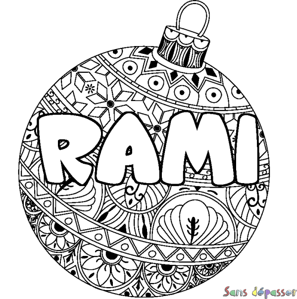 Coloriage prénom RAMI - d&eacute;cor Boule de No&euml;l