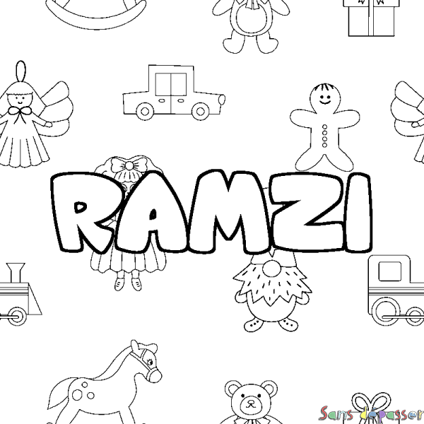 Coloriage prénom RAMZI - d&eacute;cor Jouets