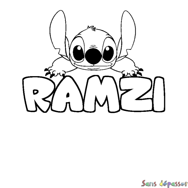 Coloriage prénom RAMZI - d&eacute;cor Stitch
