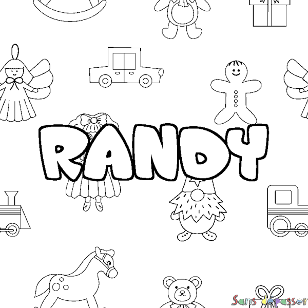Coloriage prénom RANDY - d&eacute;cor Jouets