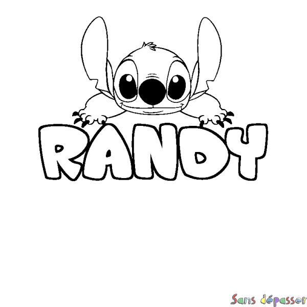 Coloriage prénom RANDY - d&eacute;cor Stitch