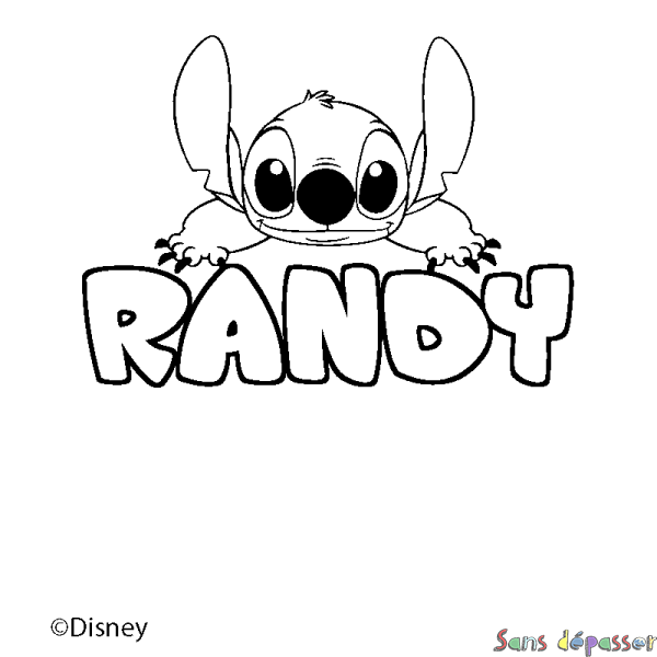 Coloriage pr&eacute;nom RANDY - d&eacute;cor Stitch