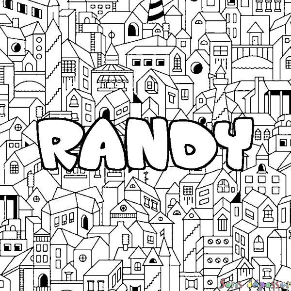 Coloriage prénom RANDY - d&eacute;cor Ville