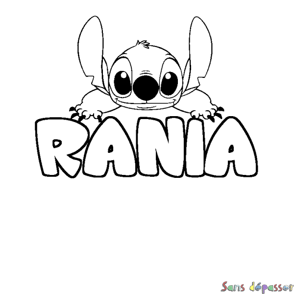Coloriage prénom RANIA - d&eacute;cor Stitch