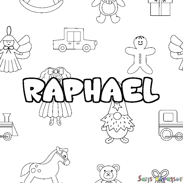 Coloriage prénom RAPHAEL - d&eacute;cor Jouets