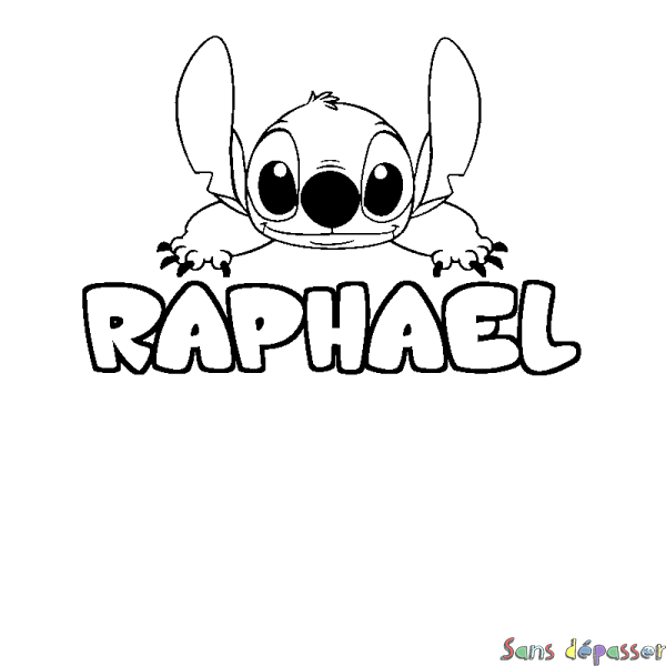 Coloriage prénom RAPHAEL - d&eacute;cor Stitch
