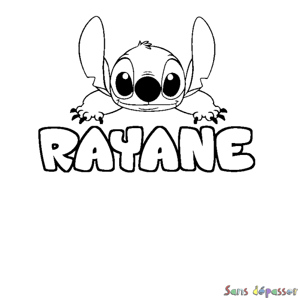 Coloriage prénom RAYANE - d&eacute;cor Stitch