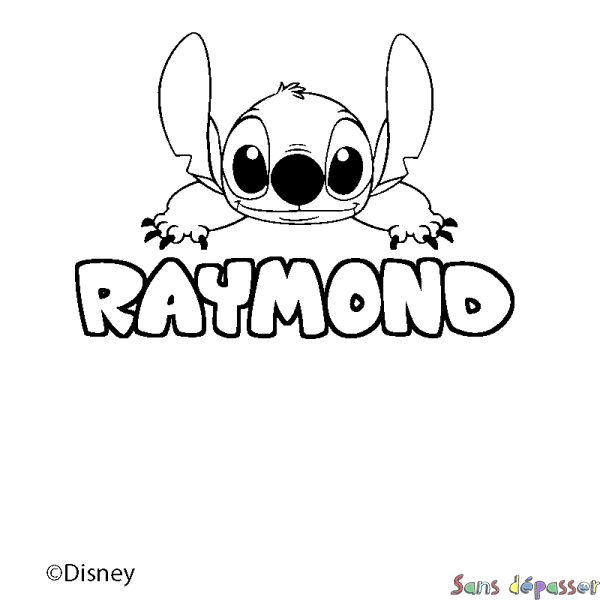 Coloriage pr&eacute;nom RAYMOND - d&eacute;cor Stitch
