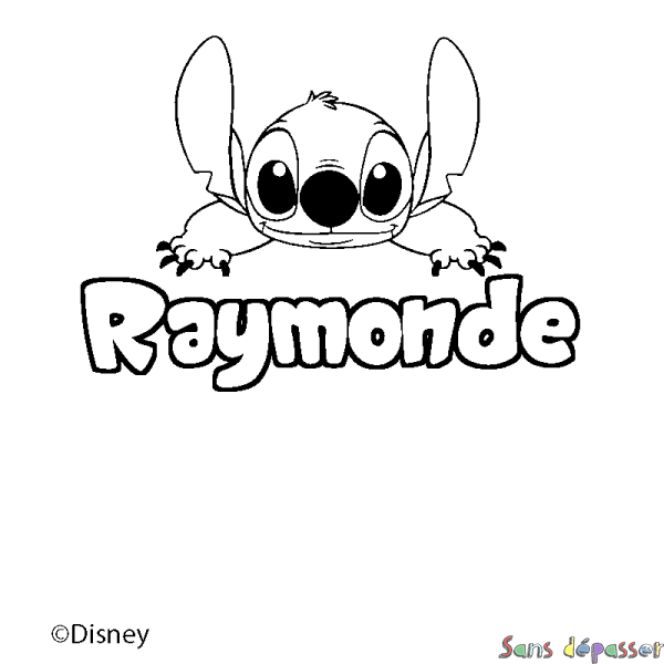 Coloriage pr&eacute;nom Raymonde - d&eacute;cor Stitch