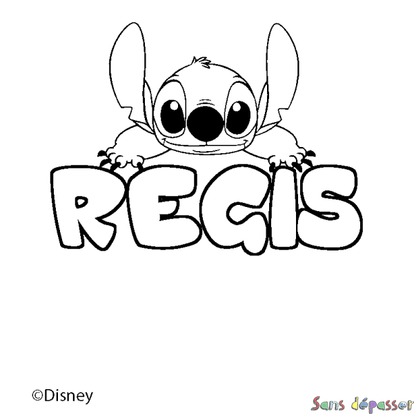 Coloriage pr&eacute;nom REGIS - d&eacute;cor Stitch
