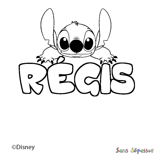Coloriage pr&eacute;nom R&Eacute;GIS - d&eacute;cor Stitch