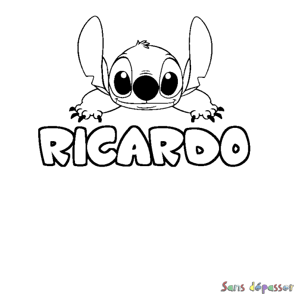 Coloriage prénom RICARDO - d&eacute;cor Stitch