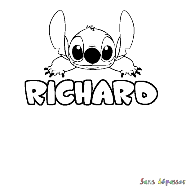 Coloriage prénom RICHARD - d&eacute;cor Stitch