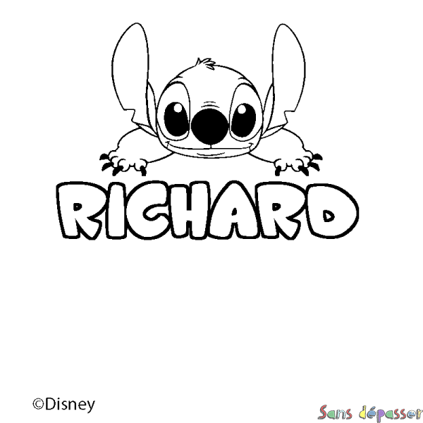 Coloriage pr&eacute;nom RICHARD - d&eacute;cor Stitch
