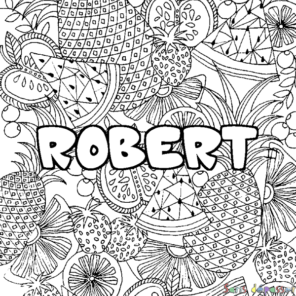Coloriage prénom ROBERT - d&eacute;cor Mandala fruits