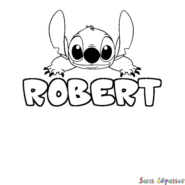 Coloriage prénom ROBERT - d&eacute;cor Stitch