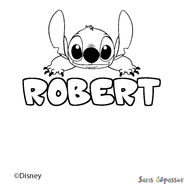 Coloriage pr&eacute;nom ROBERT - d&eacute;cor Stitch