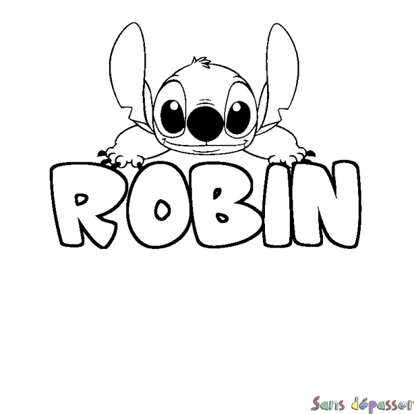 Coloriage prénom ROBIN - d&eacute;cor Stitch