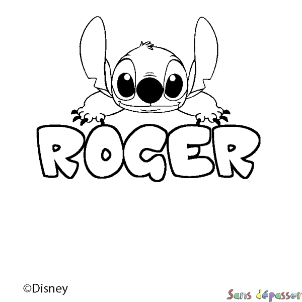 Coloriage pr&eacute;nom ROGER - d&eacute;cor Stitch