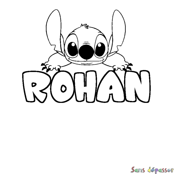 Coloriage prénom ROHAN - d&eacute;cor Stitch