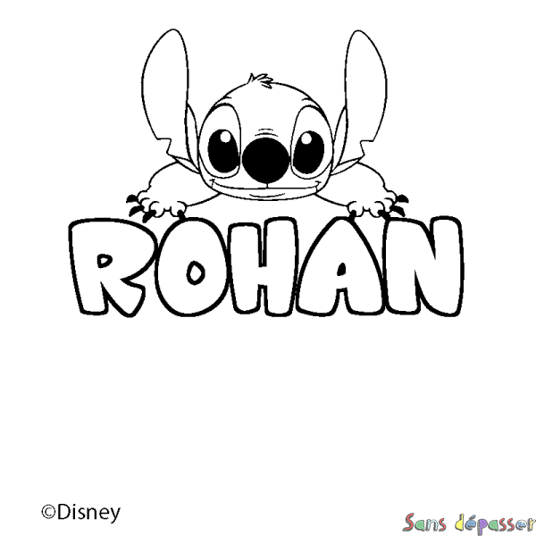 Coloriage pr&eacute;nom ROHAN - d&eacute;cor Stitch