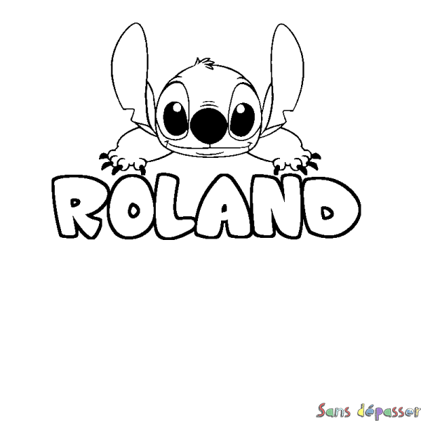 Coloriage prénom ROLAND - d&eacute;cor Stitch