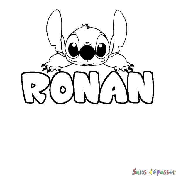 Coloriage prénom RONAN - d&eacute;cor Stitch