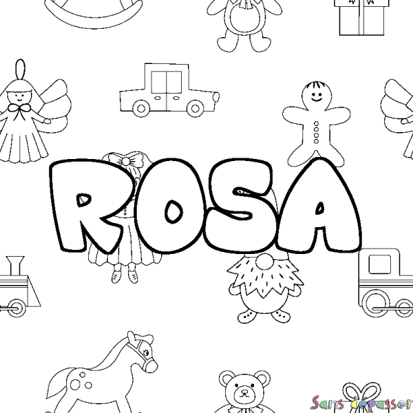 Coloriage prénom ROSA - d&eacute;cor Jouets