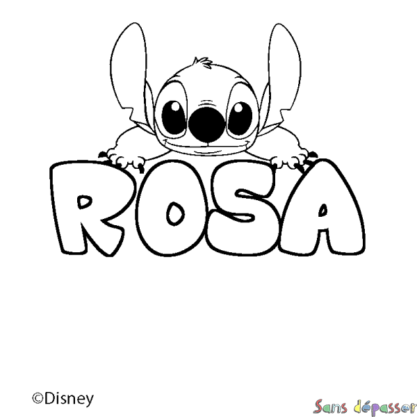 Coloriage pr&eacute;nom ROSA - d&eacute;cor Stitch
