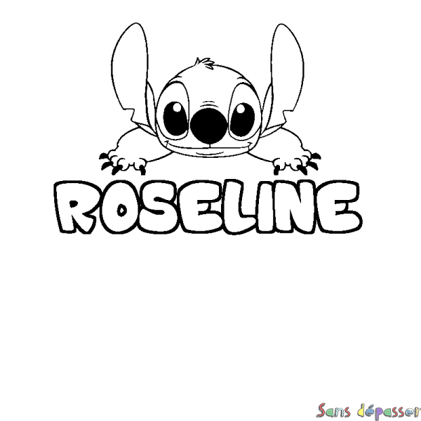 Coloriage prénom ROSELINE - d&eacute;cor Stitch