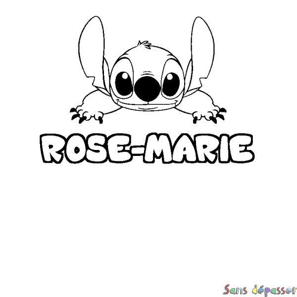 Coloriage prénom ROSE-MARIE - d&eacute;cor Stitch